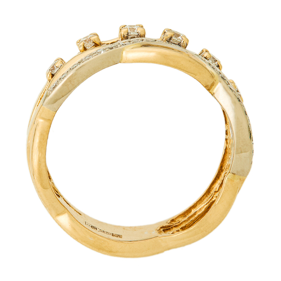 Кольцо из комбинированного золота 585 пробы c 28 бриллиантами, Л18111549 за 47600