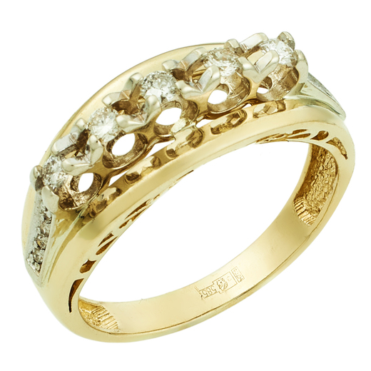Кольцо из комбинированного золота 585 пробы c 13 бриллиантами Л30112885 фото 1