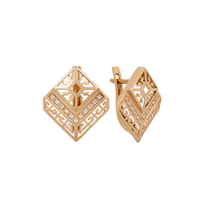 Серьги из золота 585 пробы с фианитами, Ц О007 4650 за 38000
