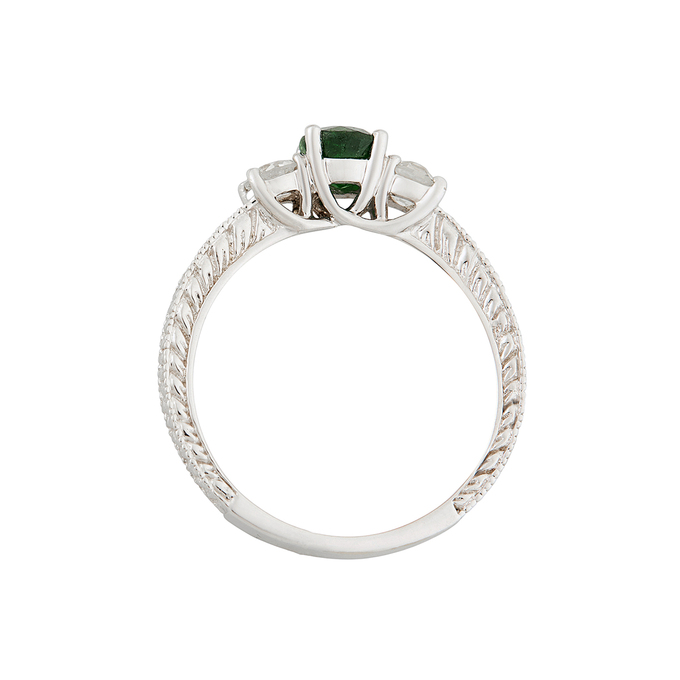 Кольцо из золота 750 пробы c демантоидом и бриллиантами, Л 2812 2984 за 98000