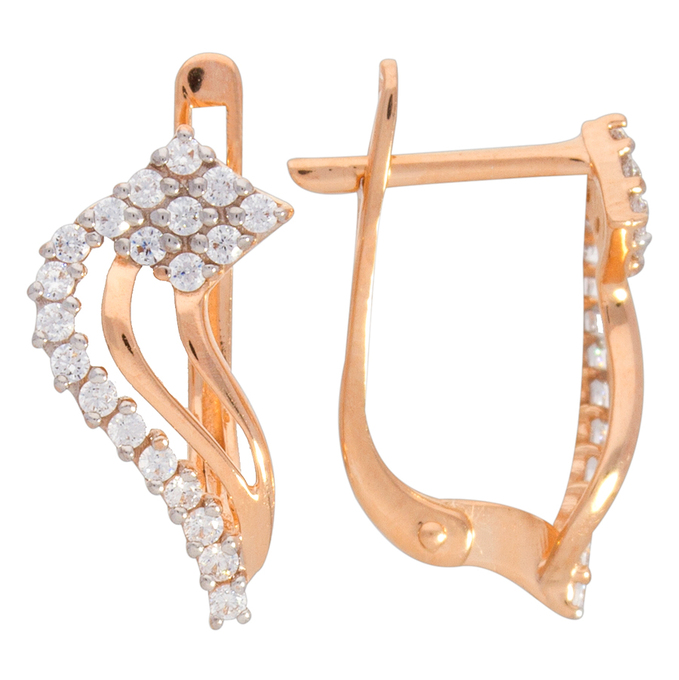 Серьги из золота 585 пробы c фианитами