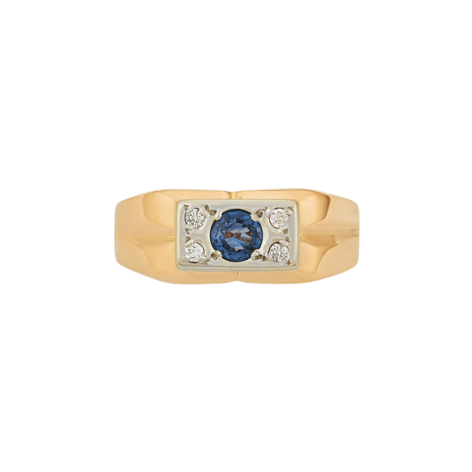 Кольцо из золота 585 пробы c цветным сапфиром и бриллиантами, Л 6103 1234 за 55920