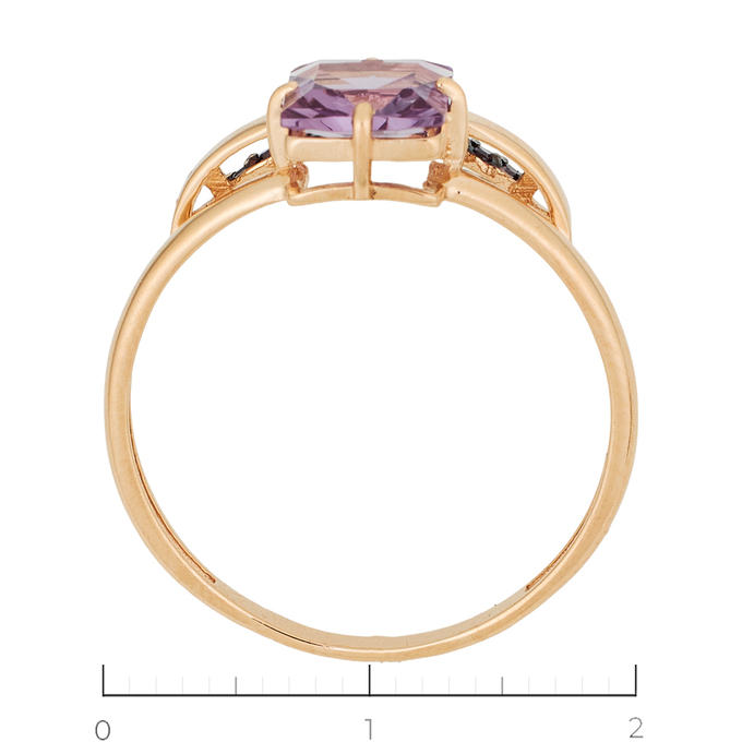 Кольцо из красного золота 585 пробы c 1 аметистом и 10 камнями синтетическими, Л 2809 6403 за 9800