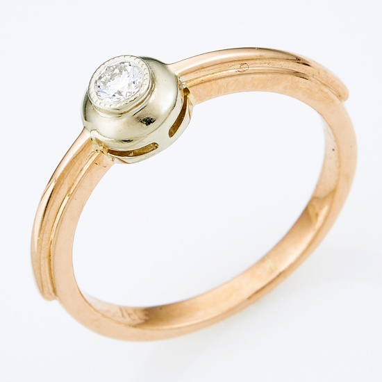 Кольцо из комбинированного золота 585 пробы c 1 бриллиантом, Л41054638 за 12900