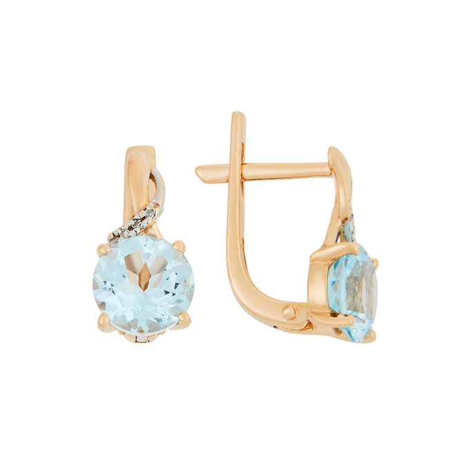 Серьги из золота 585 пробы с топазами и бриллиантами, Ц О007 4122 за 21500