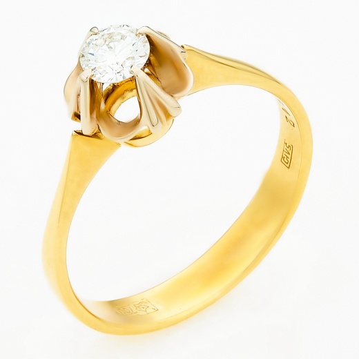 Кольцо из комбинированного золота 750 пробы c 1 бриллиантом Л11128874 фото 1