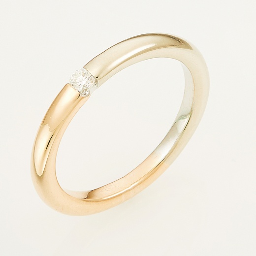 Кольцо из комбинированного золота 585 пробы c 1 бриллиантом Л33074357 фото 1