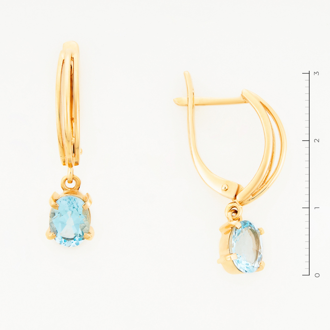 Серьги из красного золота 585 пробы c 2 топазами