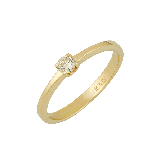 Кольцо из золота 585 пробы c бриллиантом