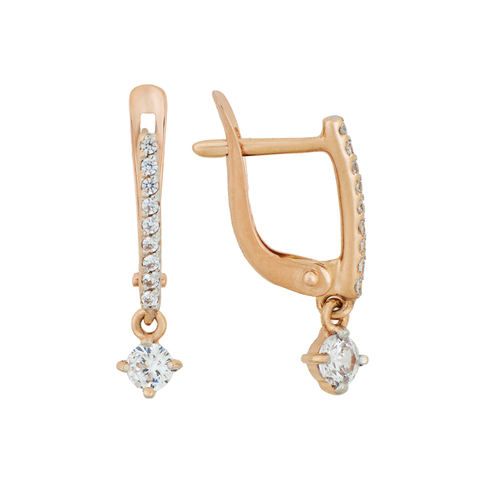 Серьги из золота 585 пробы c фианитами, Л 7302 9919 за 9600