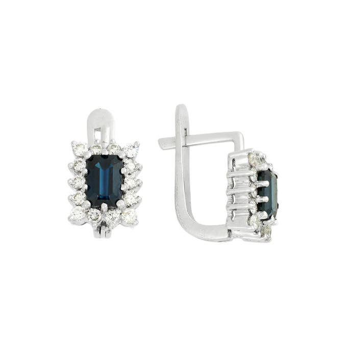 Серьги из золота 585 пробы с сапфирами и бриллиантами, Л 2813 2175 за 65000