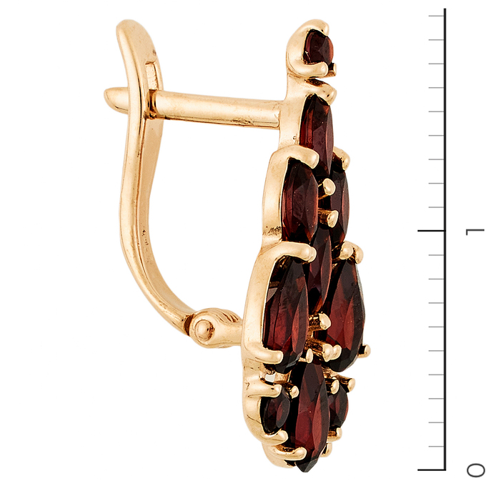 Серьги из красного золота 585 пробы c гранатами