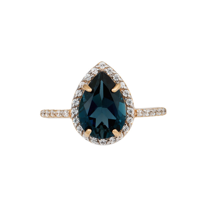 Кольцо из золота 585 пробы c топазом Лондон и фианитами, Л 6002 5937 за 22800