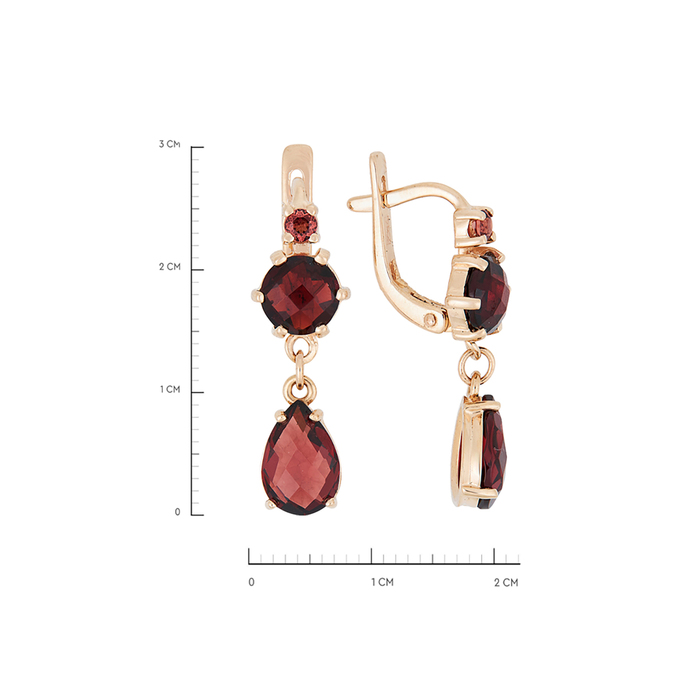 Серьги из золота 585 пробы c 6 гранатами