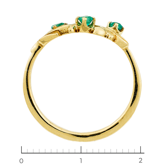 Кольцо из желтого золота 585 пробы c 3 изумрудами, Л41064112 за 11205
