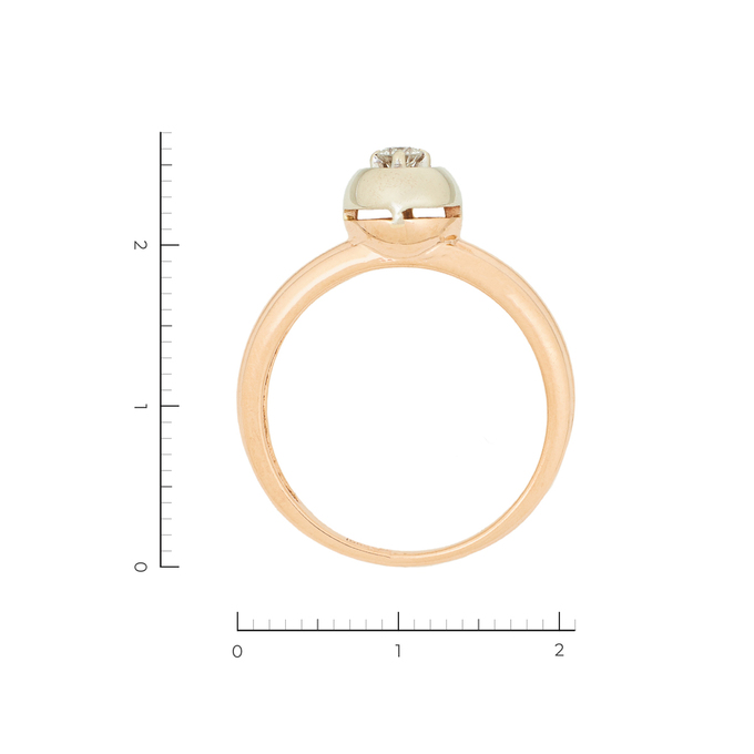Кольцо из комбинированного золота 585 пробы c 1 бриллиантом, Л 7600 7997 за 34000