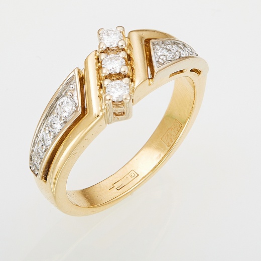 Кольцо из комбинированного золота 750 пробы c 13 бриллиантами Л05124008 фото 1