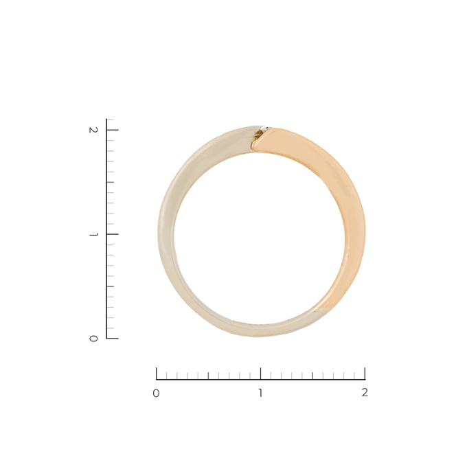 Кольцо из комбинированного золота 585 пробы c 1 бриллиантом, Л 0514 3077 за 17600