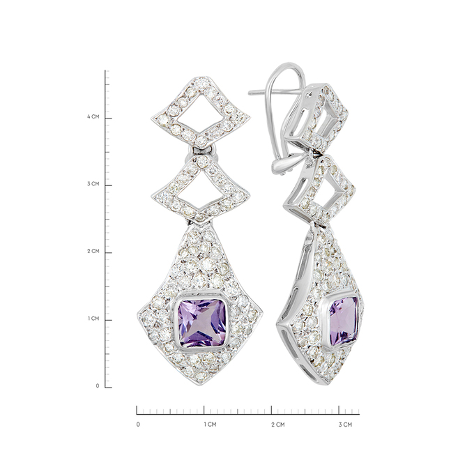 Серьги из золота 585 пробы c аметистами и бриллиантами, Л 6402 3056 за 147600