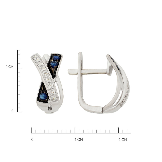 Серьги из золота 585 пробы c сапфирами и бриллиантами, Л 4807 8662 за 30000