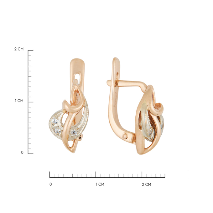 Серьги из золота 585 пробы c 6 фианитами, Л 7102 1062 за 30480