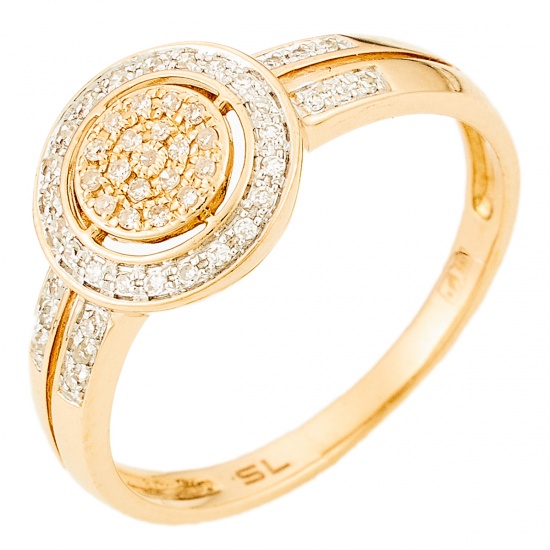 Кольцо из комбинированного золота 585 пробы c 52 бриллиантами, Л11149636 за 16 720 ₽