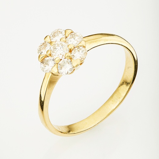 Кольцо из желтого золота 750 пробы c 7 бриллиантами Л28062591 фото 1