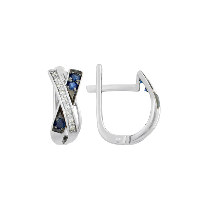 Серьги из золота 585 пробы c сапфирами и бриллиантами, К 0000 3817 за 27900