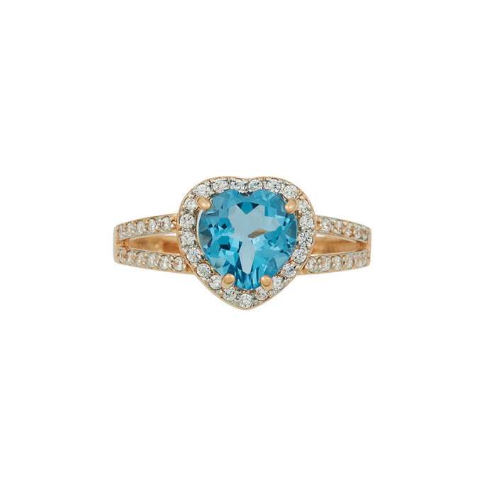 Кольцо из золота 585 пробы c топазом и фианитами, Л 0515 1445 за 21600