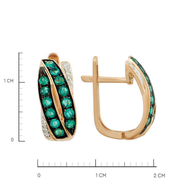 Серьги из золота 585 пробы c изумрудами и бриллиантами, Ц О007 2256 за 40800