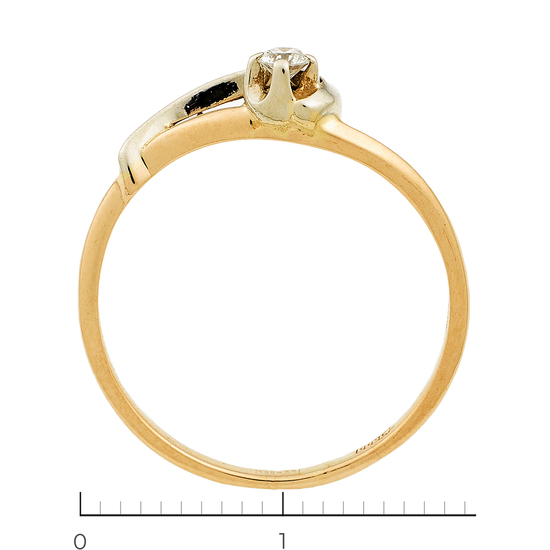 Кольцо из комбинированного золота 585 пробы c 1 бриллиантом, Л16149241 за 9250