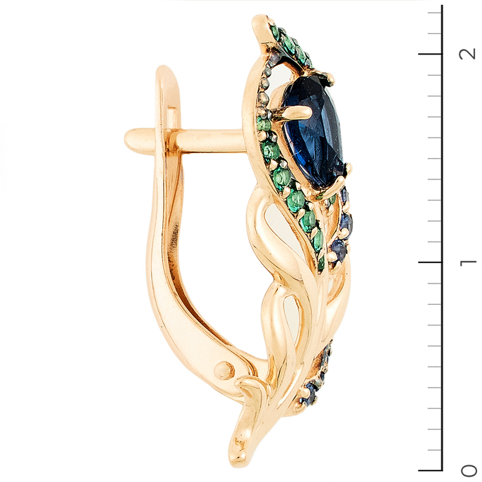 Серьги золото, 585, 2 к.,3,18 гр. (чистый вес 2,98 гр.) со следами износа; Синт. камень