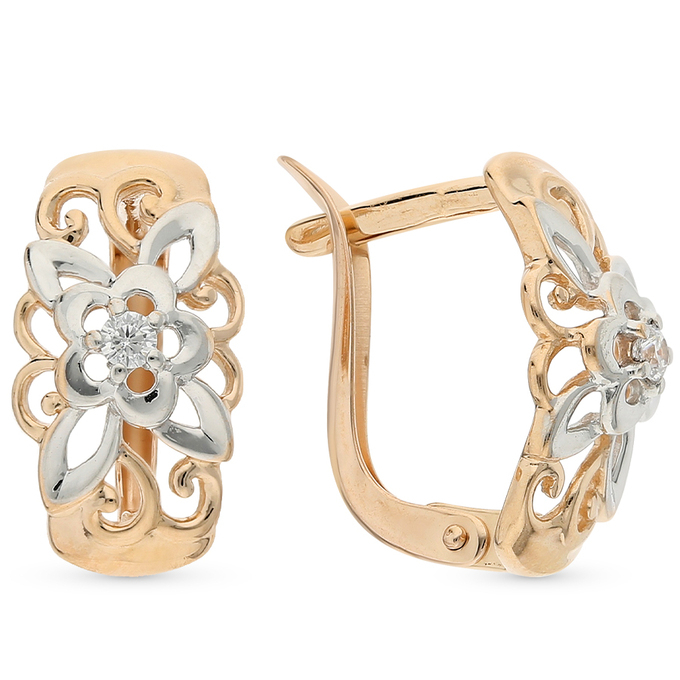 Серьги из золота 585 пробы c фианитами