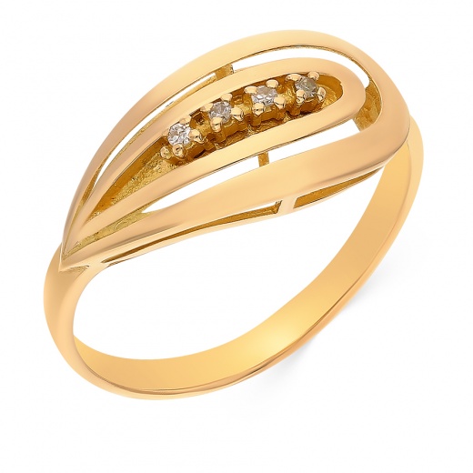 Кольцо из желтого золота 750 пробы c 4 упр. огр. бриллиантами 022517 фото 1