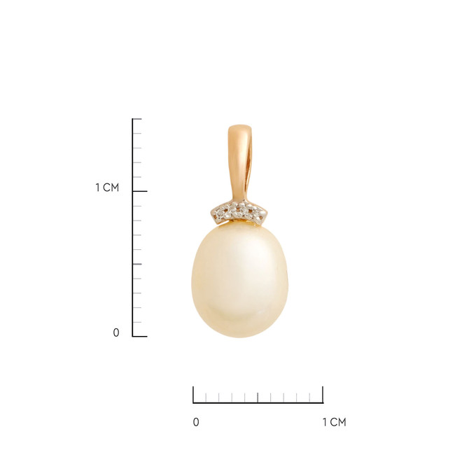 Подвеска из золота 585 пробы c бриллиантами и культивированным жемчугом, Л 2212 0294 за 10100