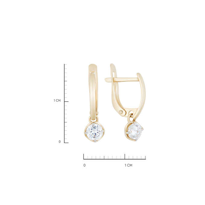 Серьга из золота 585 пробы c фианитом