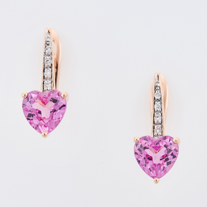 Серьги из золота 585 пробы c 8 бриллиантами и корундами
