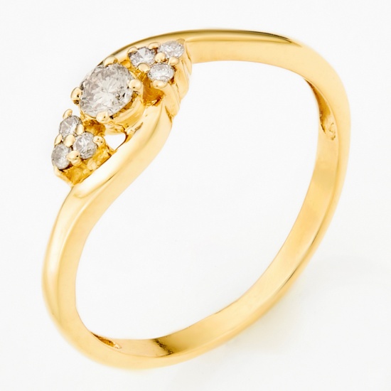 Кольцо из желтого золота 750 пробы c 7 бриллиантами, Л16142150 за 12760