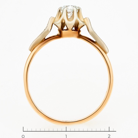 Кольцо из комбинированного золота 585 пробы c 3 бриллиантами, Л24120084 за 73000