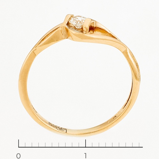 Кольцо из комбинированного золота 585 пробы c 1 бриллиантом, Л28080689 за 6965