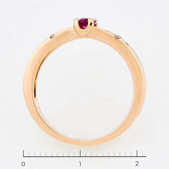 Кольцо из красного золота 585 пробы c 8 бриллиантами и 1 рубином, Л54042410 за 32130