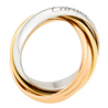 Кольцо Cartier золото, 750, 4 к.,14,02 гр. (чистый вес 14,02 гр.) Cartier Trinity Six Band Diamond Tri-Color Gold Band Ring,  пт/м; Бриллиант Кр57 3/3