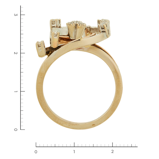 Кольцо из комбинированного золота 585 пробы c 12 бриллиантами, Л43044317 за 27960
