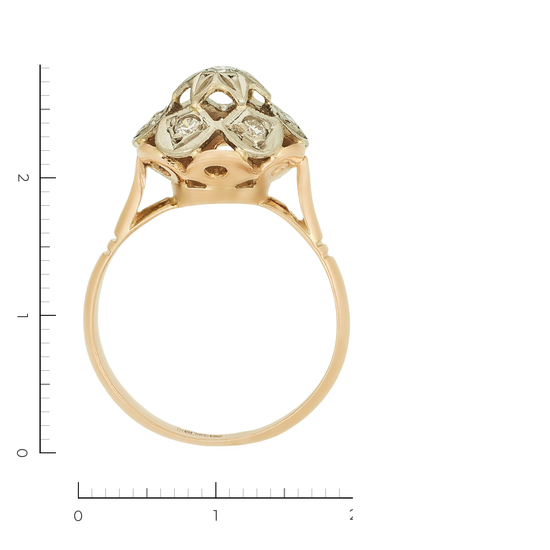 Кольцо из комбинированного золота 585 пробы c 7 бриллиантами, Л35061788 за 31740