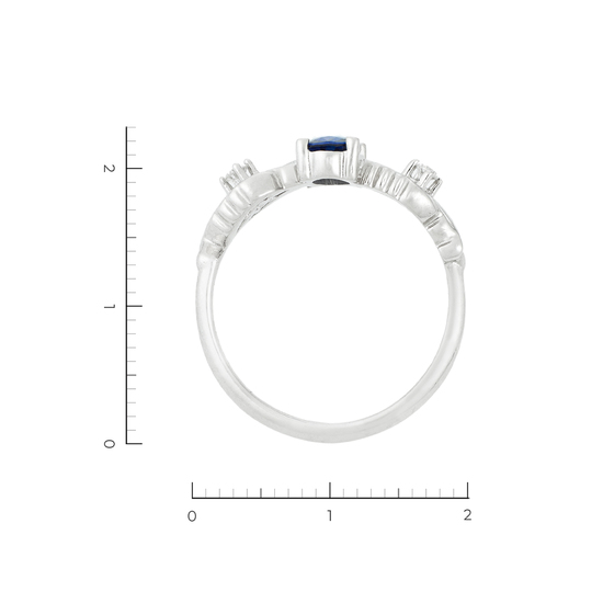 Кольцо из белого золота 585 пробы c 2 бриллиантами и 1 дифф. сапфиром, Л28087435 за 14750