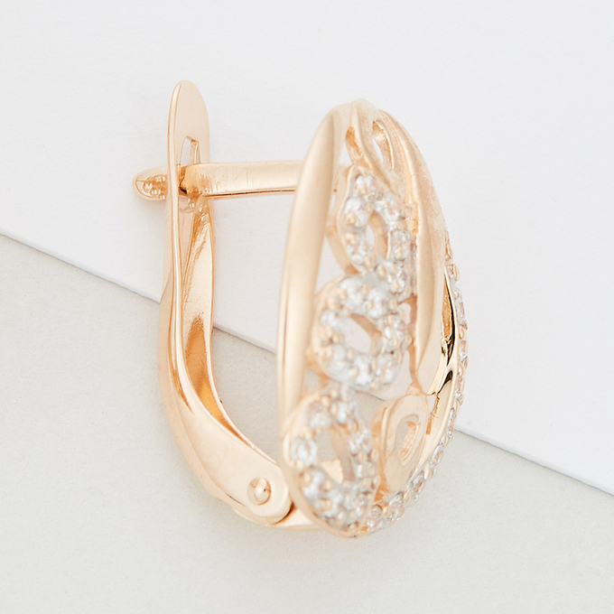 Серьги из золота 585 пробы c фианитами