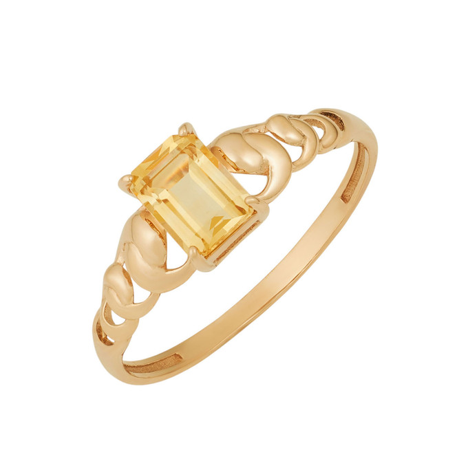 Кольцо из золота 585 пробы c цитрином