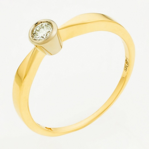 Кольцо из комбинированного золота 585 пробы c 1 бриллиантом Л09078467 фото 1
