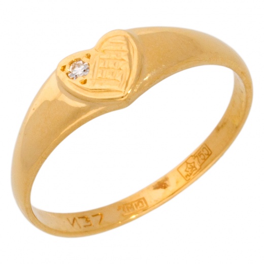Кольцо из желтого золота 750 пробы c 1 упр. огр. бриллиантом 008167 фото 1