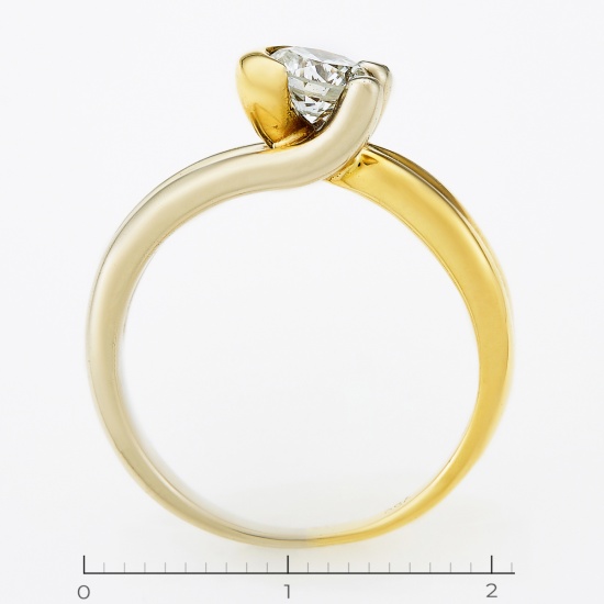 Кольцо из комбинированного золота 750 пробы c 1 бриллиантом, Л48050421 за 96570